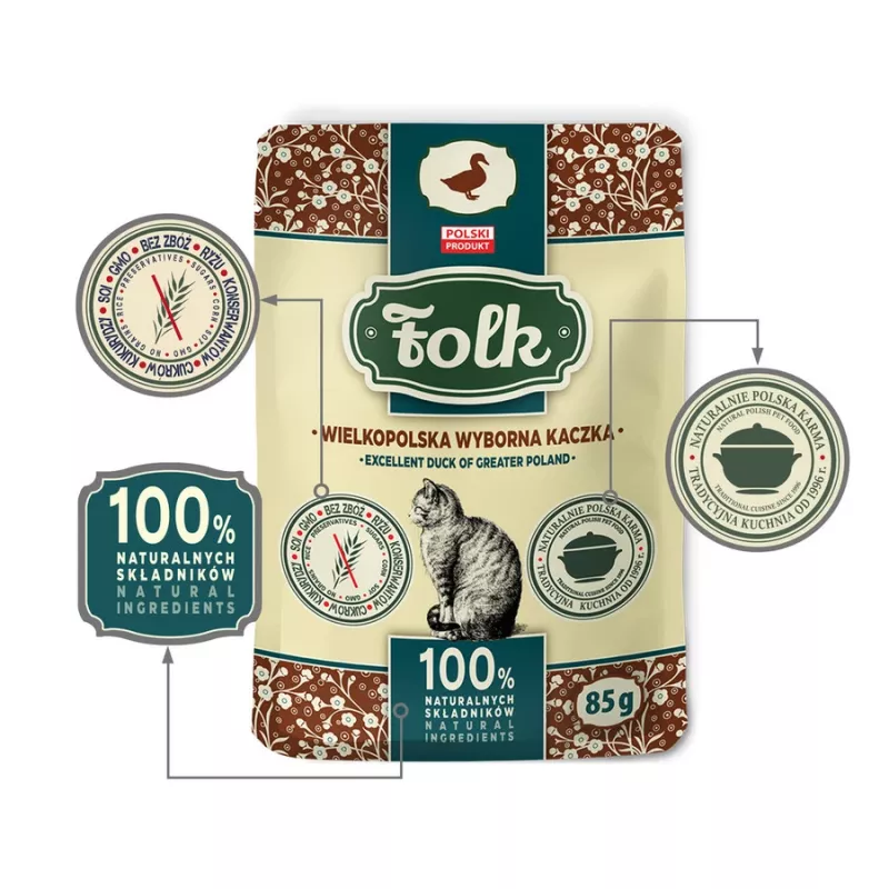 FOLK Excelent duck of Greater Poland - mitrs kaķu barība - 85g