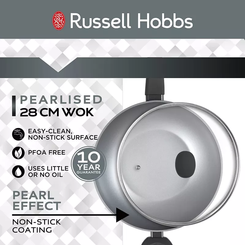 Wok Russell Hobbs RH01709EU 28 cm Pearlised, nepiedegoša cepamā panna