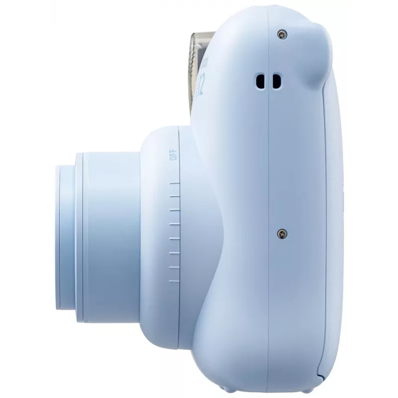 Instant kamera Fujifilm Instax Mini 12 zila — 86 x 54 mm izdrukas, 60 mm fokusa attālums, elektroniskais aizvars