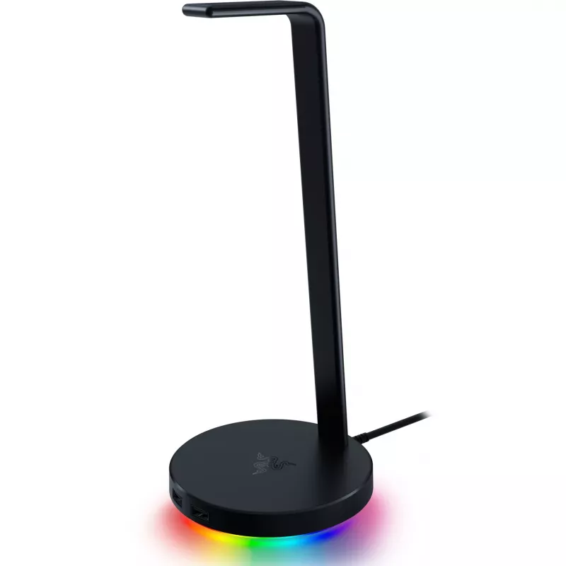 Razer Base Station V2 Chroma, melns, 2 x USB 3.1 porti, 1 x 3.5mm kombinētais ports ar iebūvētu DAC, 7.1 telpiskā skaņa, Razer Chroma™ RGB, alumīnija konstrukcija, neslīdoša pamatne