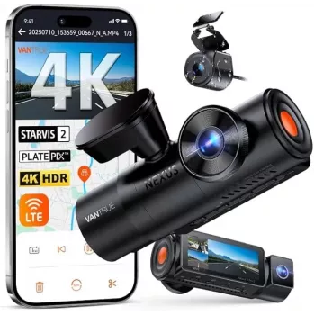 Automašīnas videoreģistrators VANTRUE N4 PRO S 3 kanālu (priekšējais + salona + aizmugurējais), 3840x2160, F/1.8, Wi‑Fi, GPS, 3,19 collu displejs