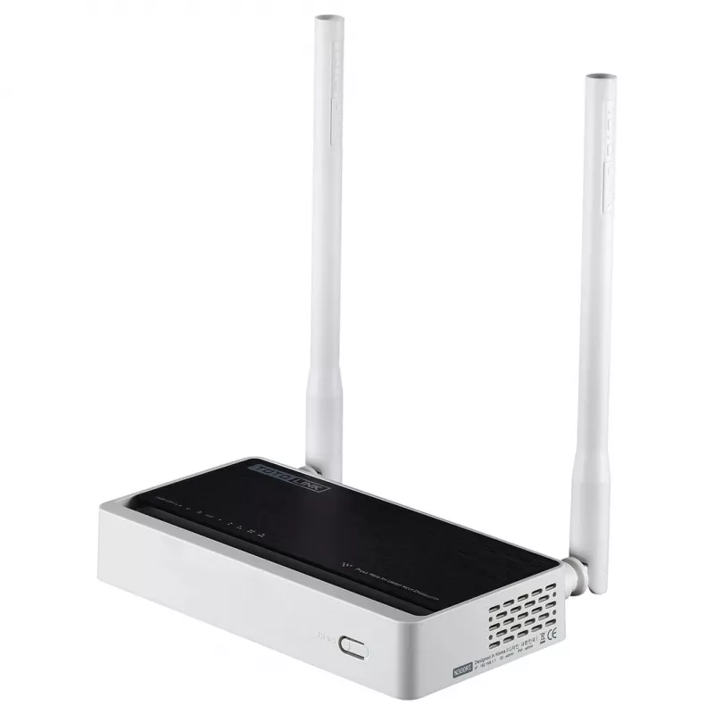 Galda maršrutētājs TOTOLINK N300RT — vienas joslas 2,4 GHz Wi‑Fi 4, 300 Mbps, 5x RJ-45 Fast Ethernet porti, 2 ārējās 5 dBi antenas