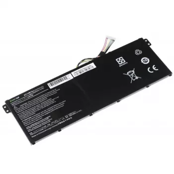 Baterija zaļa Cell AC52 priekš Acer Aspire E11 ES1-111M ES1-131 E15 ES1-512 Chromebook CB3-111 CB5-311, 11.4V 2200mAh Li-Ion, 3 elementi, melna