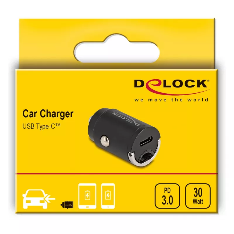 Auto lādētājs DeLOCK 64278 universāls melns ātrā uzlāde 12-24V