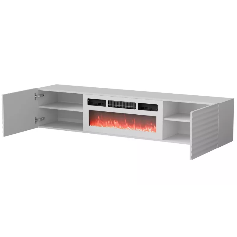 Cama RTV skapis TULA 183x35x37 balts matēts + balts mantelpiece