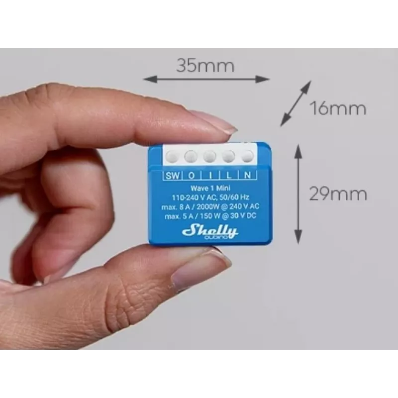 Shelly Qubino Wave 1 Mini LR viedais slēdzis Z-Wave Zils