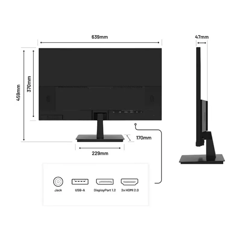 JAPANNEXT 4K UHD monitors 71,1 cm (28 inch) 3840x2160 pikseļi, IPS panelis, 5 ms, 60 Hz, AMD FreeSync, HDMI, DisplayPort (JN-I280UHD60F-P)