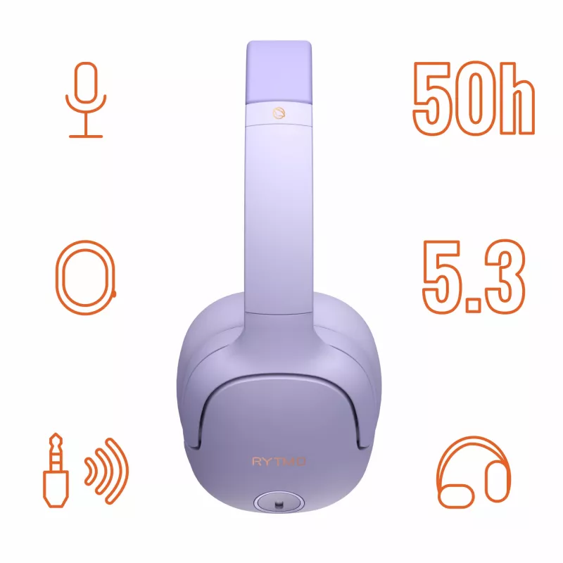 Austiņas MANTA HDP1001PU Rytmo Elegance violeta virsgalvas, vadu, modelis HDP1001PU