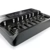Baterijas lādētājs everActive UC-800 AC 12V 3A — LiFePO4/LiPo/NiMH, atbalsta AA/AAA/9V, līdz 10 baterijām, 12 V ieeja, iebūvēts displejs, melns