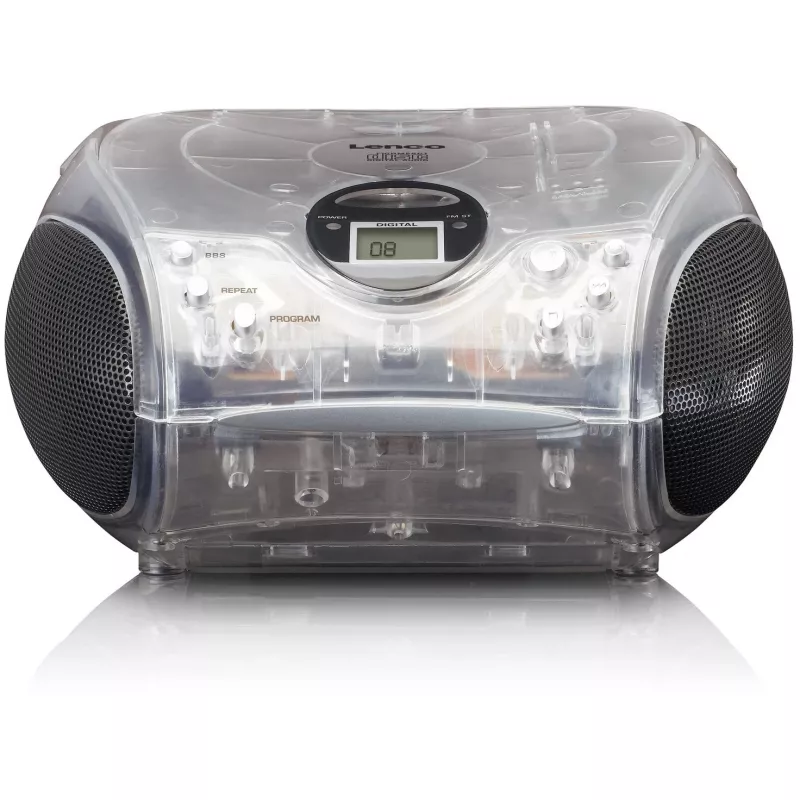 Portatīvs radio CD atskaņotājs Lenco SCD-24TR — FM, 4 W izejas jauda, LCD, teleskopiskā antena, maiņstrāva/līdzstrāva, 6×C baterijas