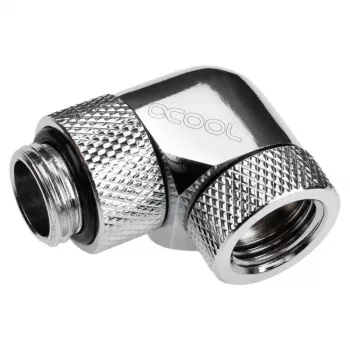 Alphacool Eiszapfen Connector Series - Leņķa montāžas adapteris šķidruma dzesēšanas sistēmai - Sudraba-niķelis