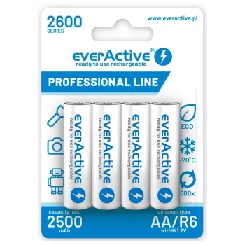 Baterii Reincarcabile R6 AA 2600mAh EverActive Professional iepakojuma saturs 1x blisteris