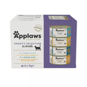 APPLAWS dažādu garšu multipaka buljonā - mitrā kaķu barība - 12x70g