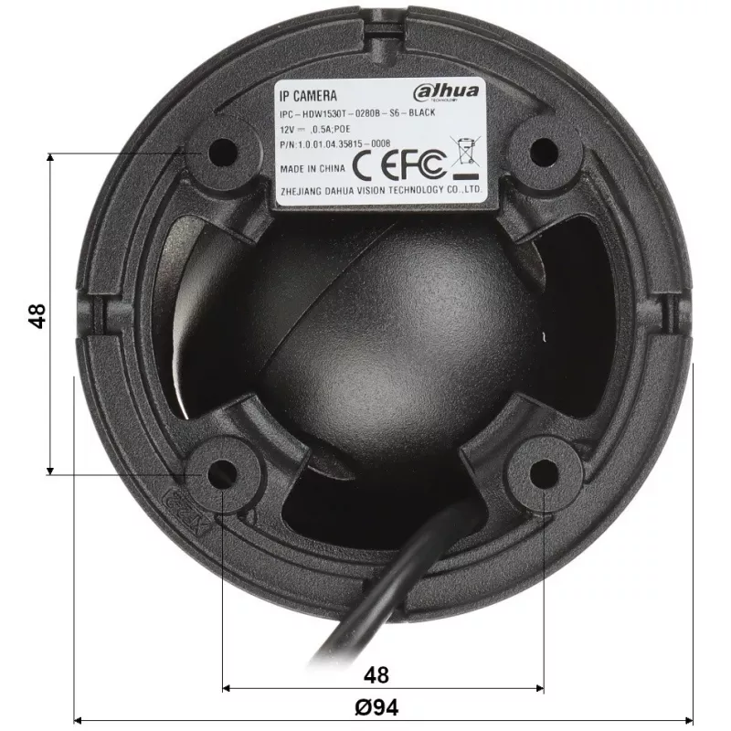 IP kamera DAHUA IPC-HDW1530T-0280B-S6-Melns melna