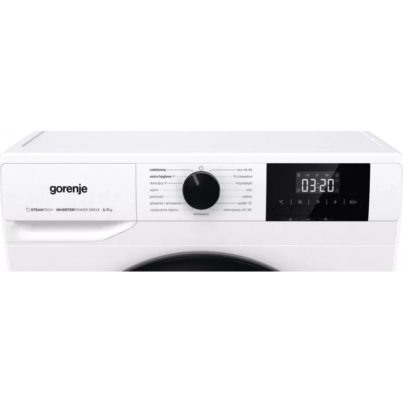 Brīvi stāvoša veļas mazgājamā mašīna Gorenje W3NGPI72SBS, 7 kg, 1200 apgr./min, invertora motors, tvaiks, 15 programmu, balta