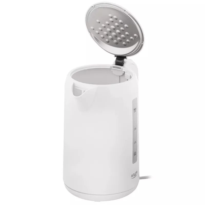 Adler tējkanna | AD 1386 | Elektriskā | 1850 W | 2,2 L | Plastmasa | 360° grozāma pamatne | Balta
