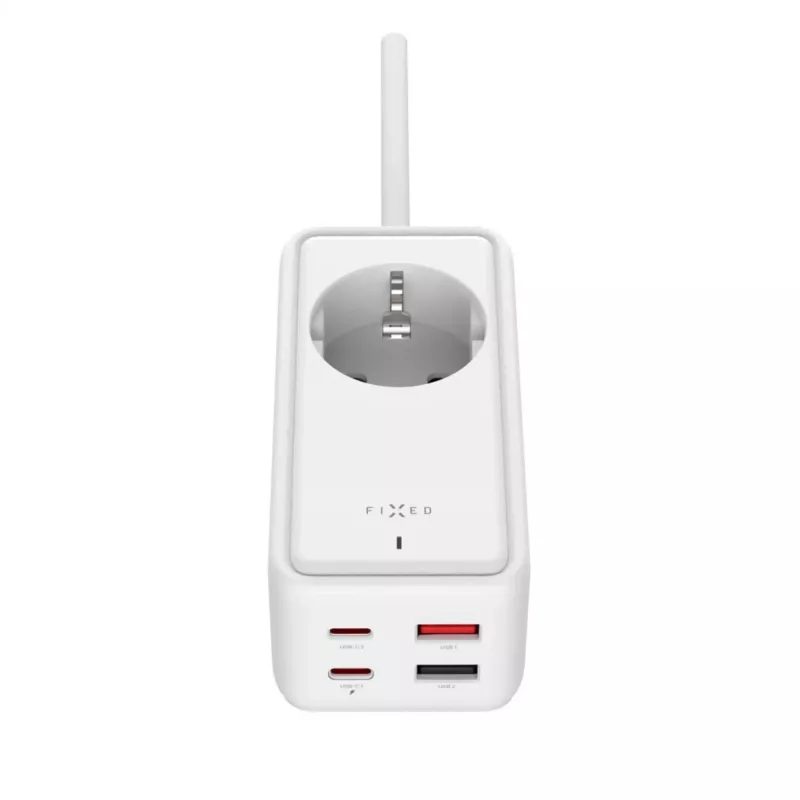 Strāvas pagarinātāja adapters FIXED FIXCS65-1.5-WH ar 2× USB-C PD 65W un 2× USB-A pieslēgvietām