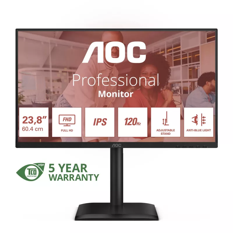 AOC 24E4U datora monitors 60,5 cm (23,8 collas) 1920 x 1080 pikseļi Full HD LED Melns