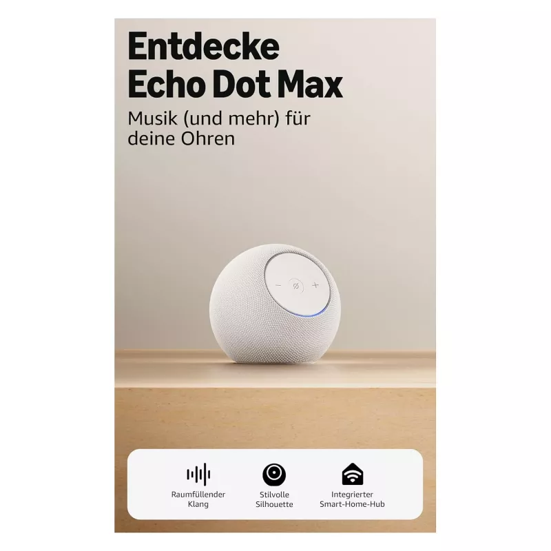 Amazon Echo Dot Max 2025 izlaidums - Glacier White - Bluetooth (B0DKLVWZPF)