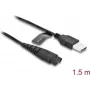 USB uzlādes kabelis 5 V elektriskajiem skuvekļiem DELOCK, saderīgs ar Hatteker RFC-588/598/690/692/696 RSCX-7568/9598 sēriju, 1 gab.