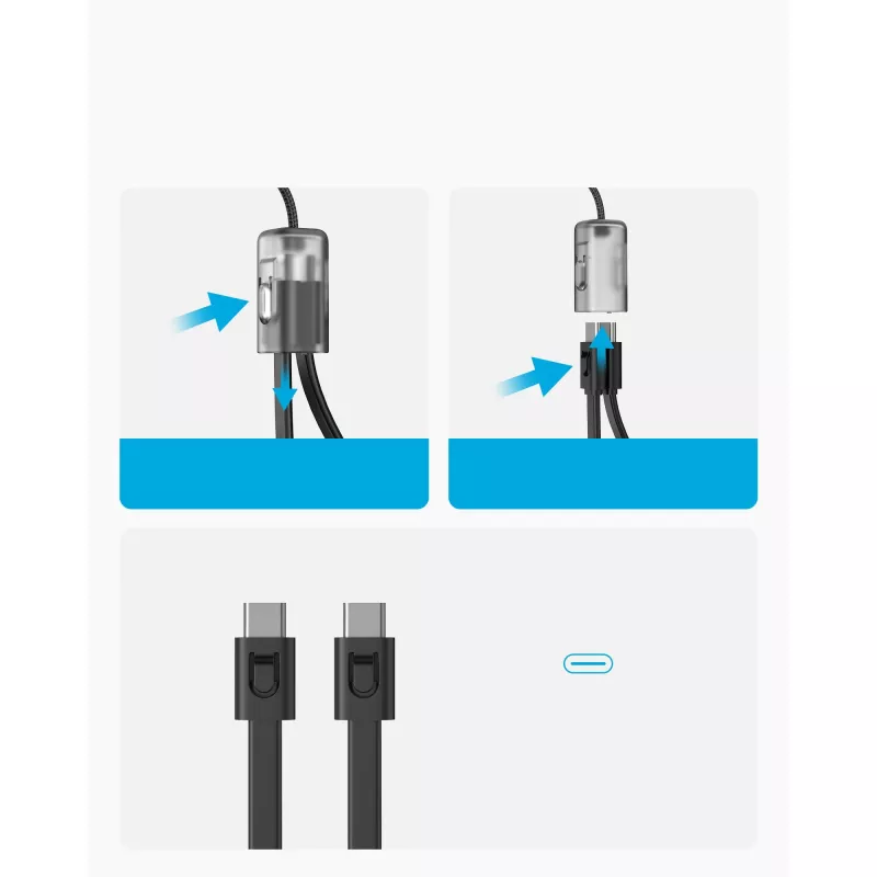 PowerBank ar USB-C kabeli 20000 mAh 30W Melns