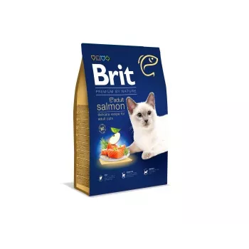 Sausā kaķu barība Brit Premium by Nature Adult Salmon 1,5 kg — pieaugušiem kaķiem, 35% olbaltumvielu, 16% tauku, bez graudiem un glutēna