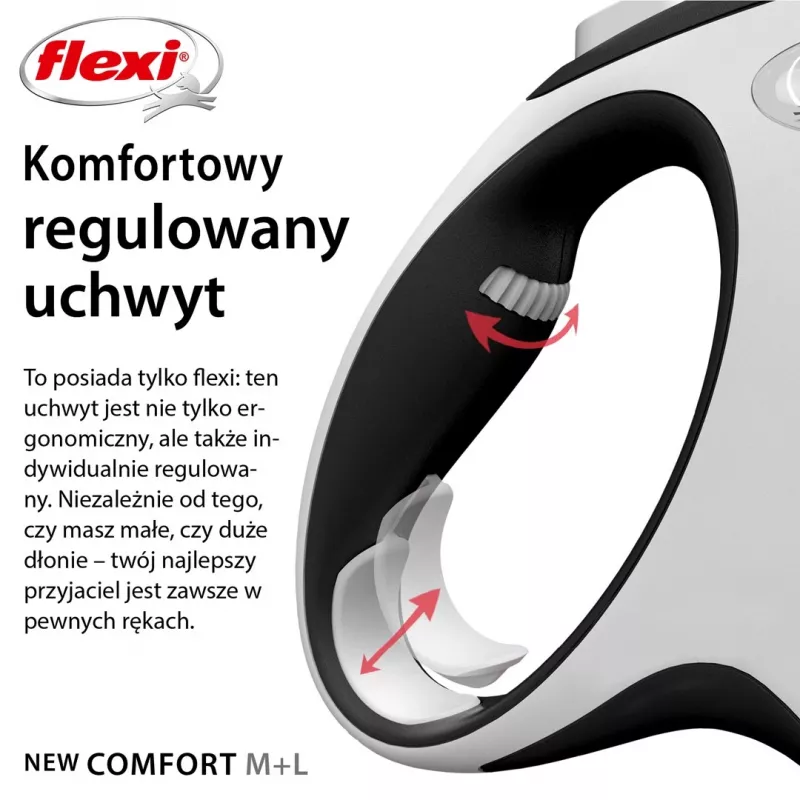 Flexi jauna COMFORT 8 m Melns, Pelēks suņu izvelkamais pavada