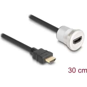 HDMI kabelis DeLOCK 88180 0,3m HDMI Type A spraudnis uz sievišķo melns sudrabains