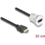 HDMI kabelis DeLOCK 88180 0,3m HDMI Type A spraudnis uz sievišķo melns sudrabains