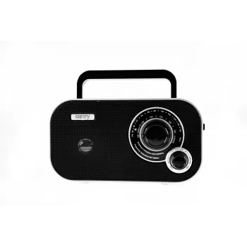 Pārnēsājamais radio Camry CR 1140b — AM/MF, pelēks, maiņstrāvas vai bateriju barošana, kompakts 280×65×113 mm