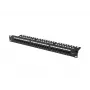 LANBERG 24 portu CAT 6a ielāpu panelis 1U 19 inch UTP ar kabeļu organizatoru, melns
