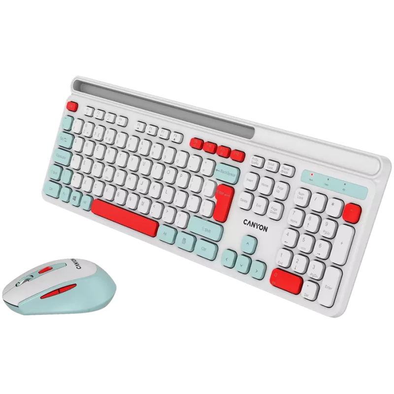 CANYON HSET-W5 EN tastatūra+pele AAA+AA bezvadu balta
