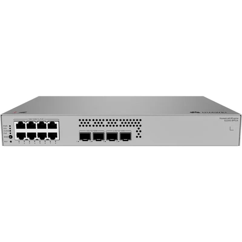 Huawei S220S-8P4JX Gigabit PoE slēdzis, 2x 2.5G SFP, 2x SFP+ 8x POE, 2x 2.5G SFP, 2x SFP+