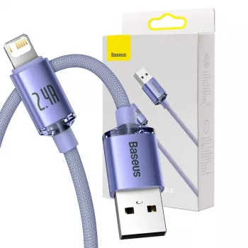 Baseus Crystal Shine kabelis USB uz Lightning, 2,4A, 2m (violets)