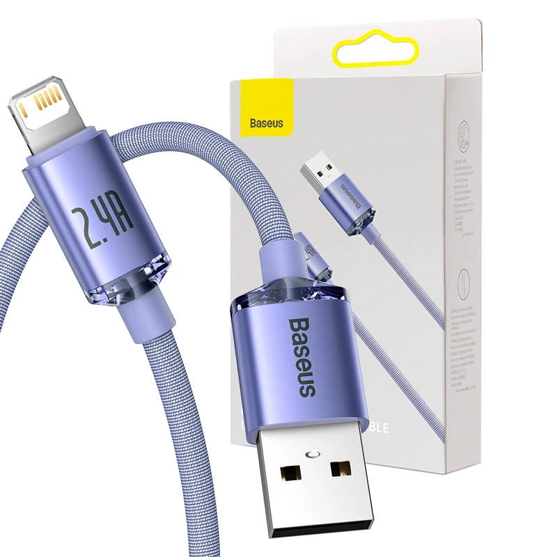 Baseus Crystal Shine kabelis USB uz Lightning, 2,4A, 2m (violets)