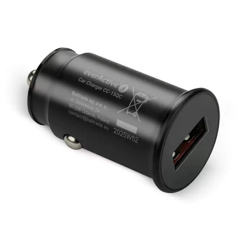 Auto lādētājs everActive CC-15QC QC3.0 18W 1x USB ar kabeli
