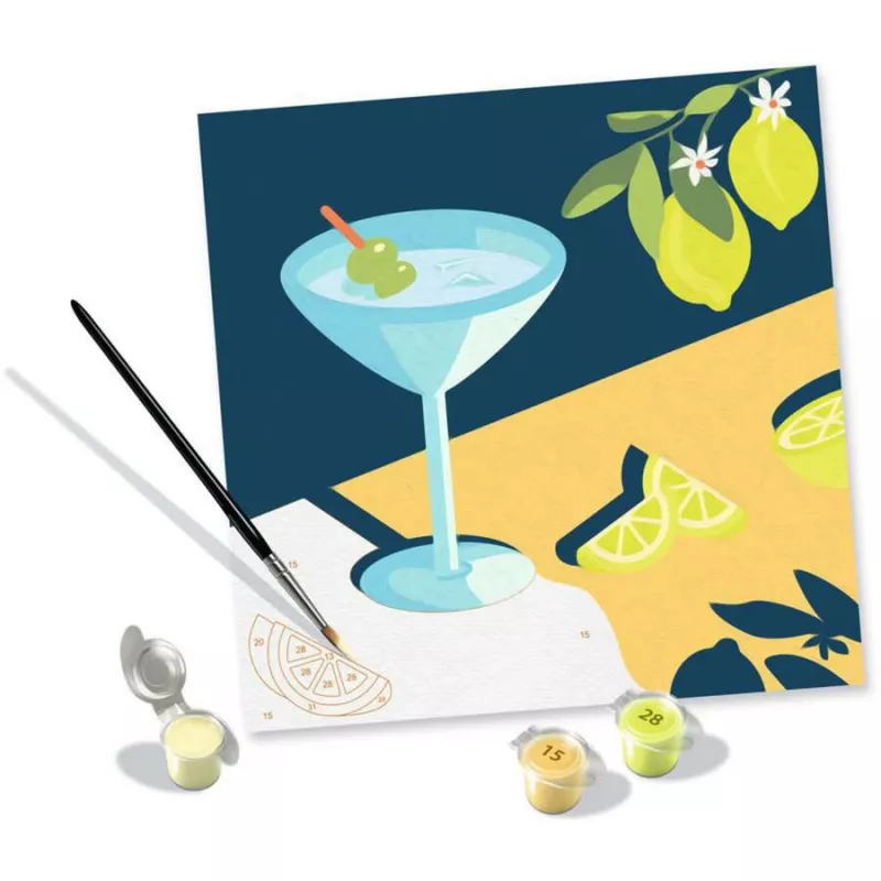 Gleznošanas komplekts Ravensburger CreArt Mocktail Lemon – krāsošanas pēc numuriem komplekts