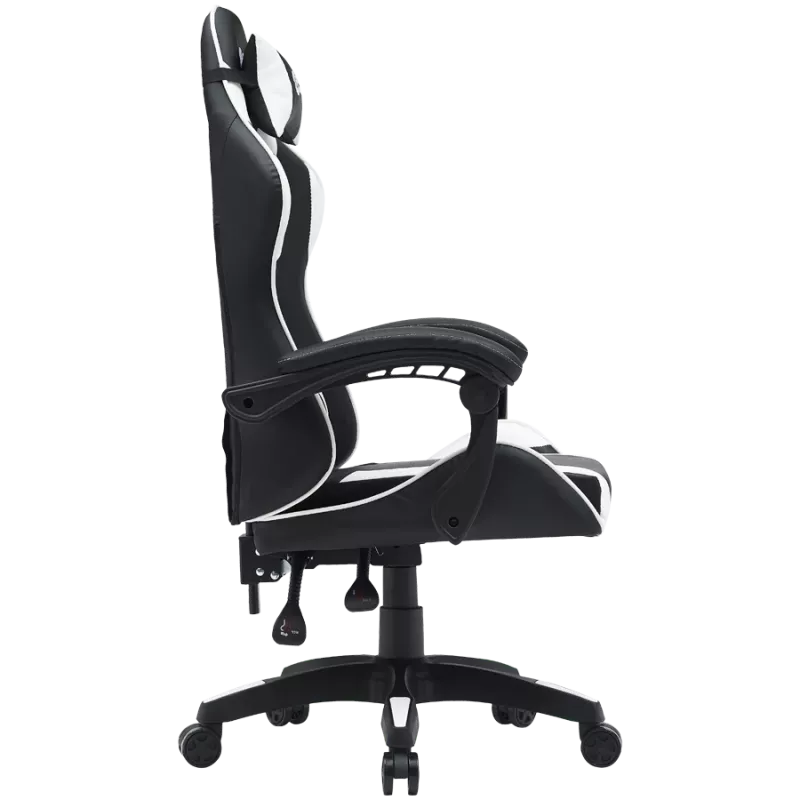 Spēļu krēsls CANYON Core SGCH2 — melns/baltss, ergonomisks dizains, regulējams augstums