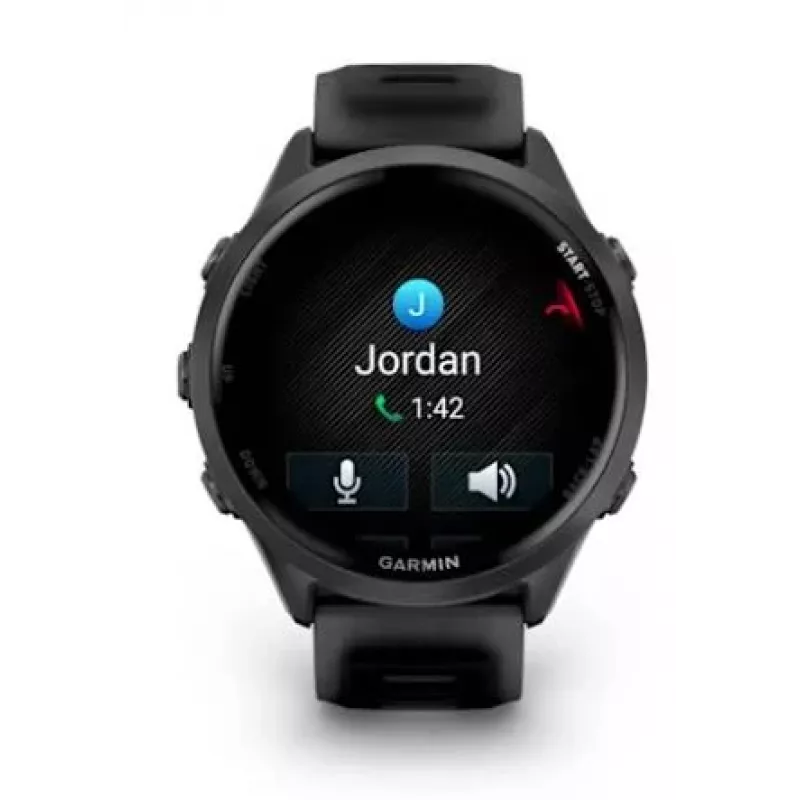 Viedpulkstenis GARMIN Forerunner 570 — 47 mm šīfera pelēks alumīnija korpuss, caurspīdīga melna silikona siksniņa