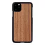 viedtālruņa maciņš man and wood iPhone 11 Pro Max — melnais valrieksts, koka aizmugure, aizsargrāmis