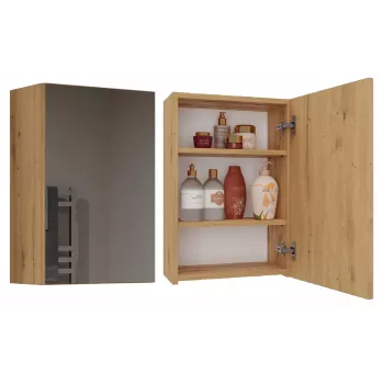 Vannas istabas uzglabāšanas skapis top e shop POLA 1DL ARTISAN — stiprināms pie sienas, Ozolkoka rāmis, 400×220×600 mm, 3 plaukti