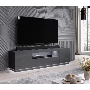 RTV skapis ar LED apgaismojumu Cama Meble REJA — piestiprināms pie virsmas, balta gaisma, maiņstrāvas barošana
