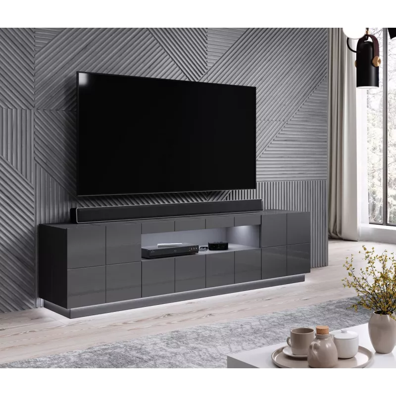 RTV skapis ar LED apgaismojumu Cama Meble REJA — piestiprināms pie virsmas, balta gaisma, maiņstrāvas barošana