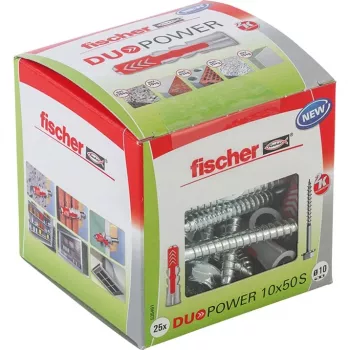 FISCHER DĪBELIS DUOPOWER 10x50 S 25 gab. AR SKRŪVI