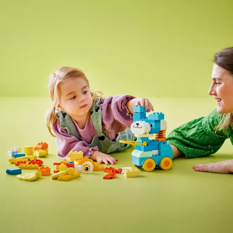 Rotaļlietu komplekts LEGO DUPLO 3-in-1 Animals on Wheels 10448 — DUPLO būvē un spēlējies dzīvnieki, 58 gab., vecums 2+