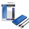 SSD korpuss QOLTEC 51832 — ārējais M.2 SATA, USB 3.0, līdz 2TB, zils, atbalsta 30 mm diskus, 4 sloti