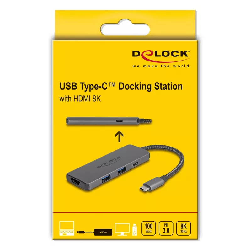 DeLOCK USB Type-C dokstacija 8K HDMI USB PD 3.0 100 W
