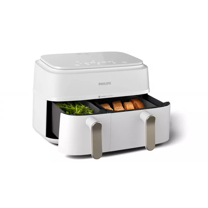 Philips 3000 sērija NA353/10 divkameru karstā gaisa fritieris 9 L brīvstāvošs 2750 W Silver, balta