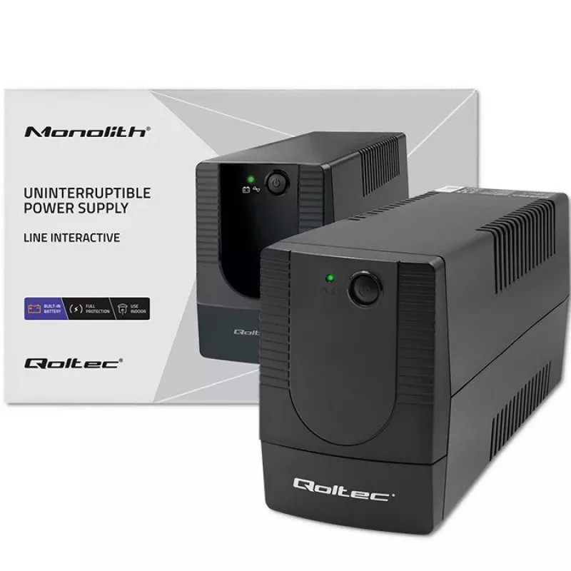 Qoltec 53774 nepārtrauktās barošanas avots (UPS) Line-Interactive 1 kVA 600 W 1 maiņstrāvas kontaktligzda