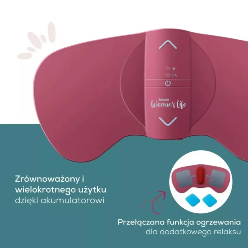 Menstruālo sāpju masētājs Beurer EM 50 Berry — elektriska ierīce menstruālo sāpju mazināšanai